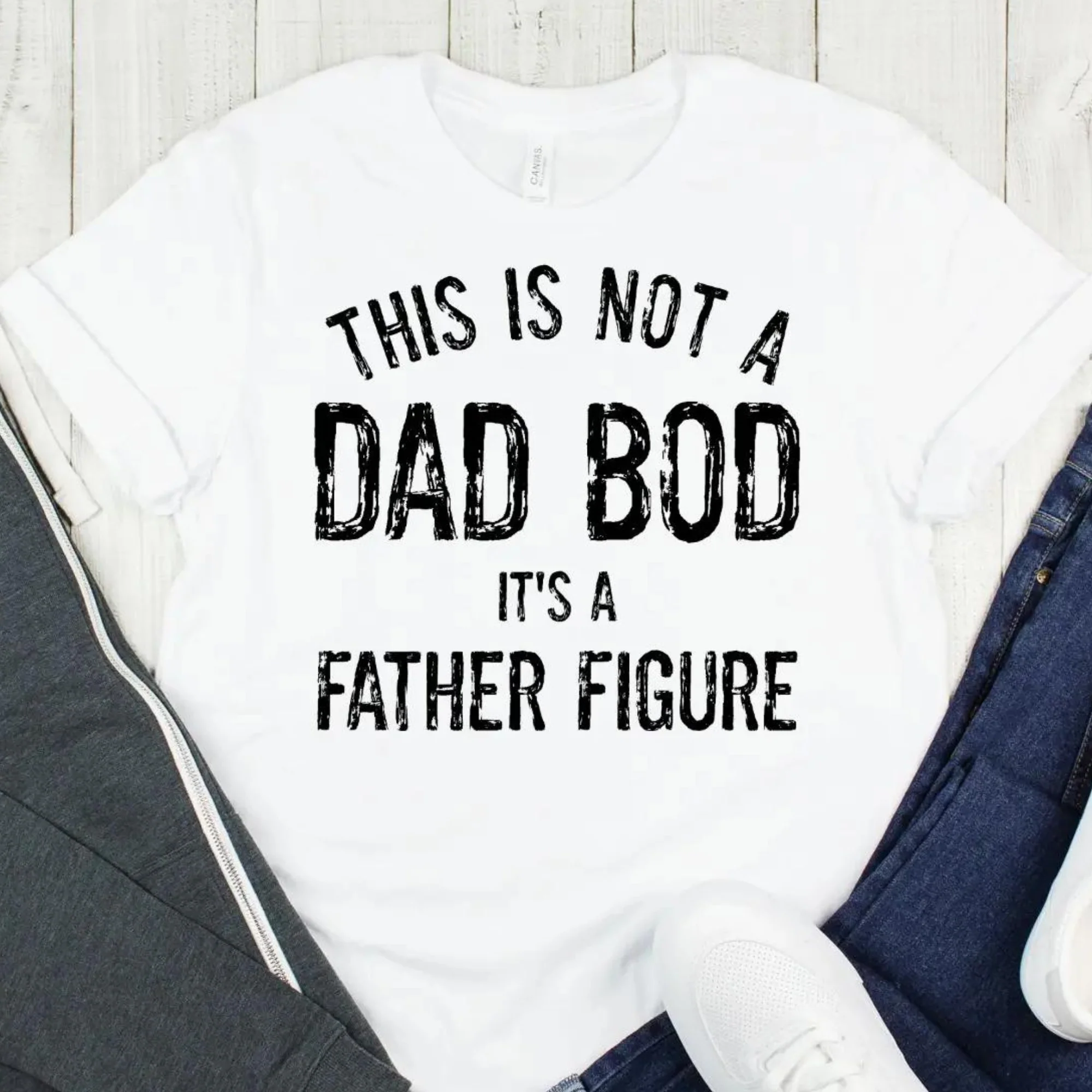 This Is Not a Dad Bod, It's A Father Figure Graphic Tee, White - Image 2