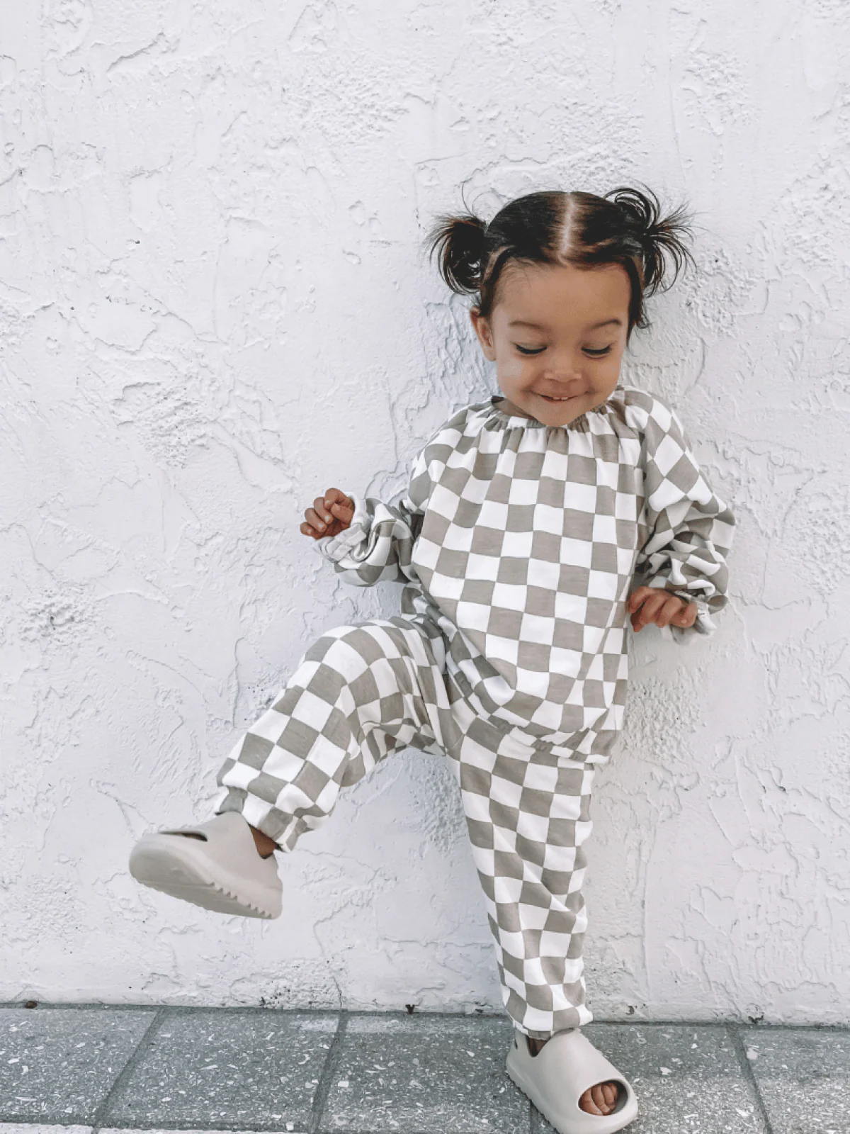 Tiramisu Checkerboard / Organic Mode Top + Pant Set - Image 4
