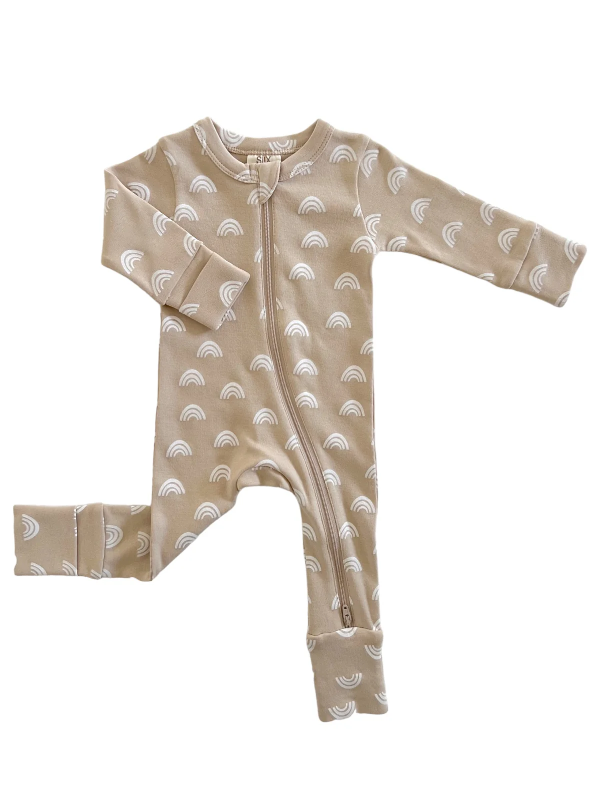 Tan Rainbow / Organic 2-Way Zip Romper - Image 3