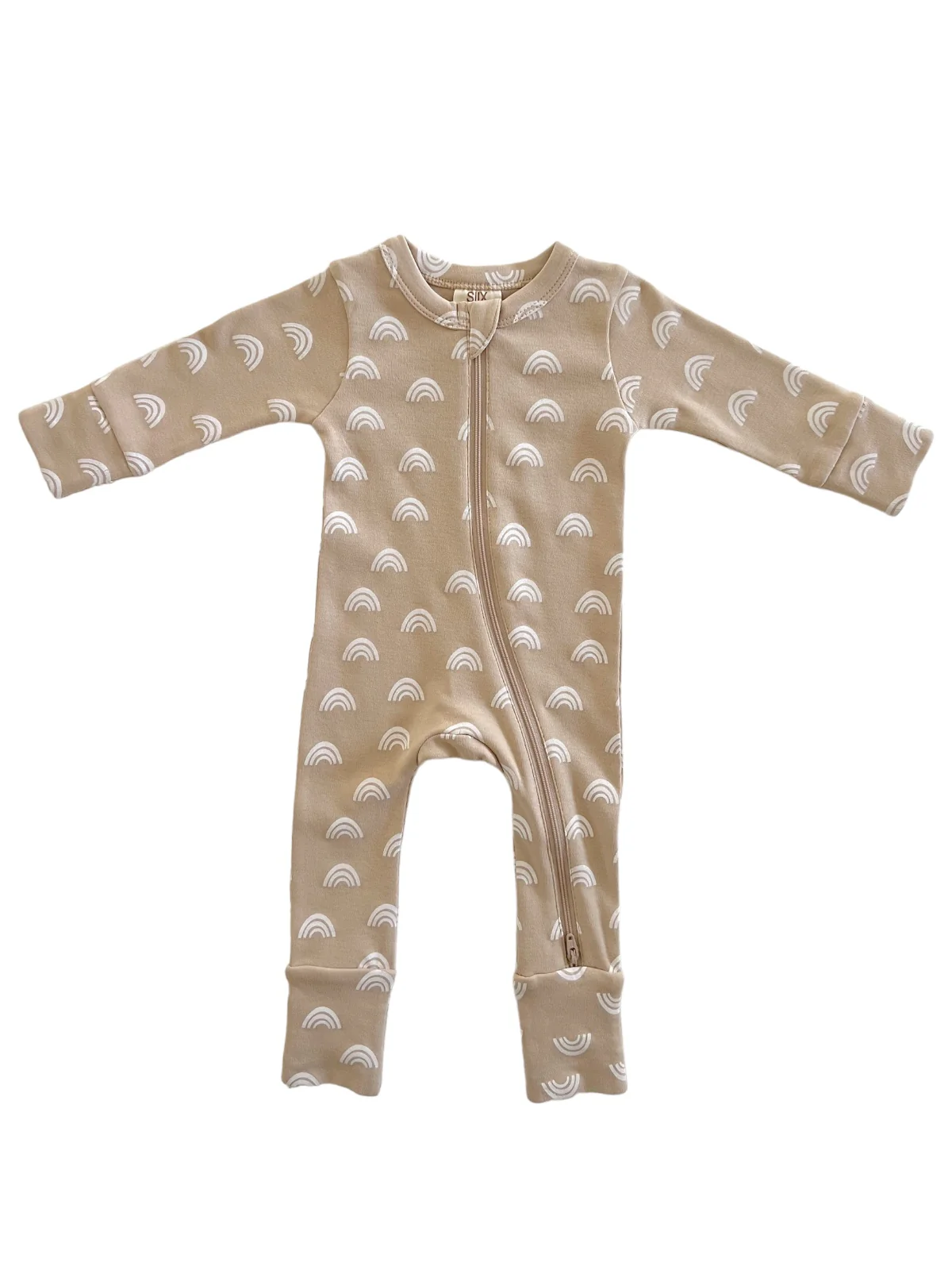 Tan Rainbow / Organic 2-Way Zip Romper - Image 4