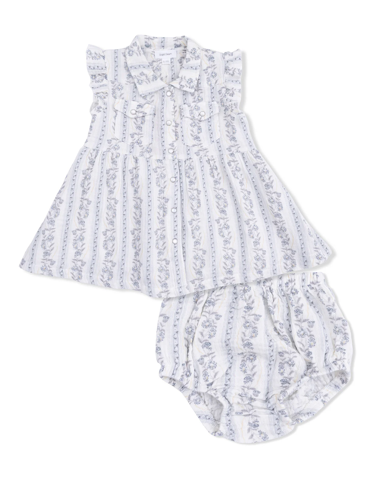Western Pearl Snap Dress & Bloomer, Kimberly Floral Stripe