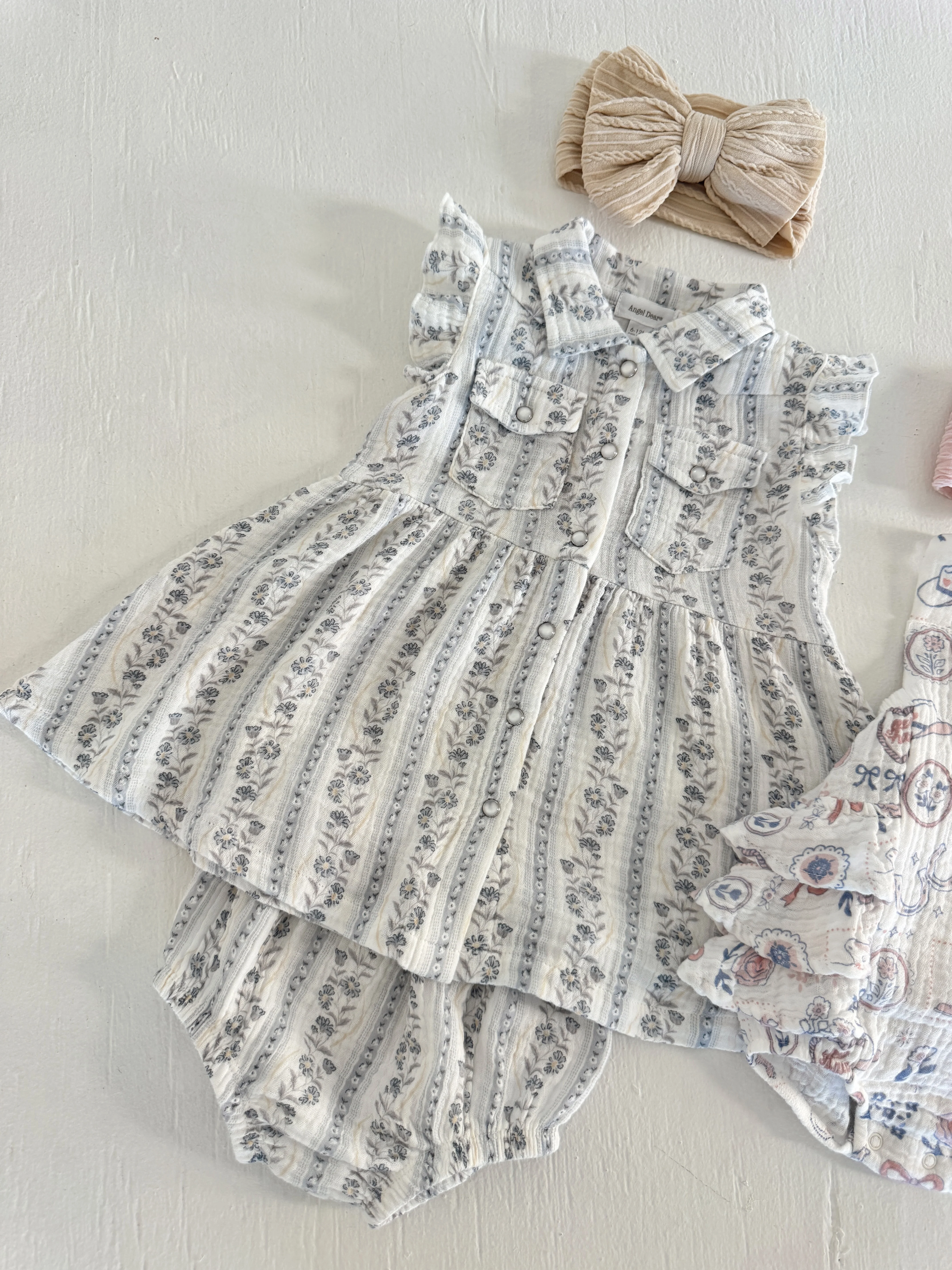 Western Pearl Snap Dress & Bloomer, Kimberly Floral Stripe - Image 2