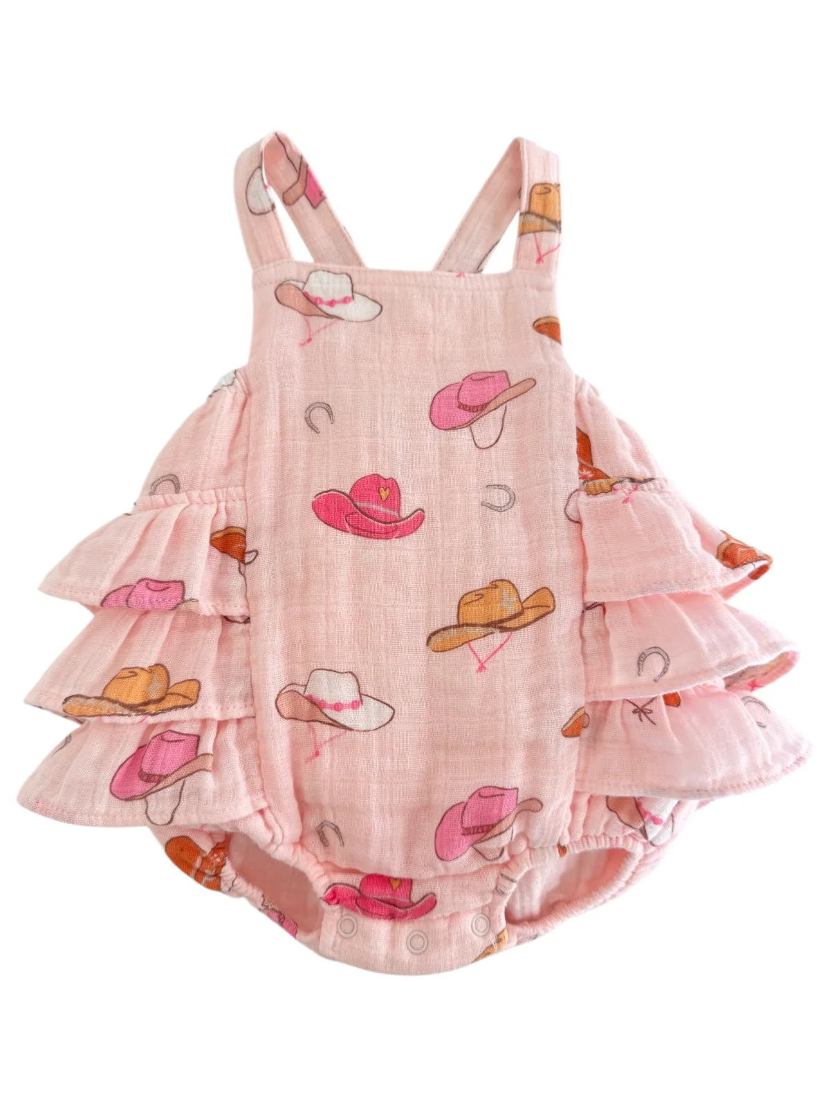 Western Pink / Muslin Ruffle Sunsuit - Image 2