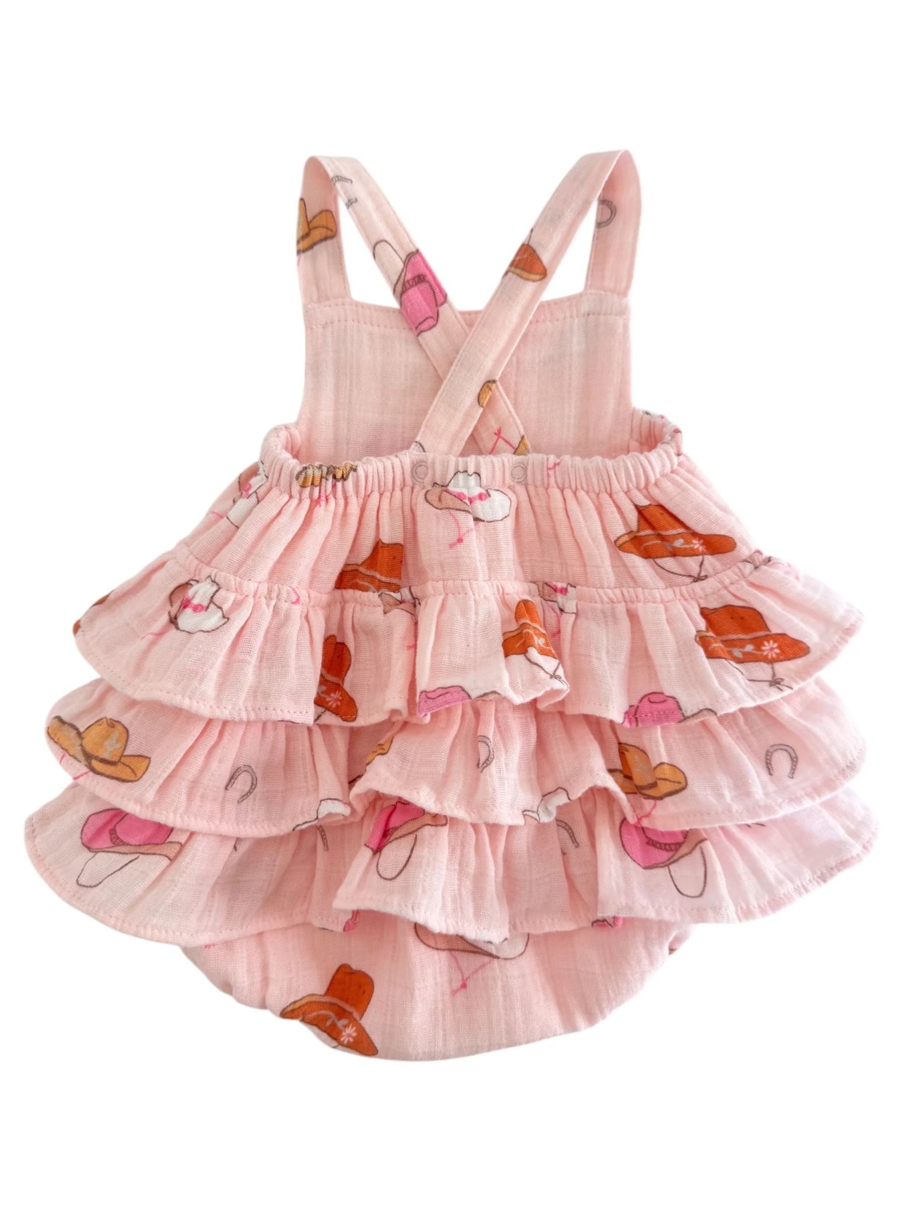 Western Pink / Muslin Ruffle Sunsuit - Image 3