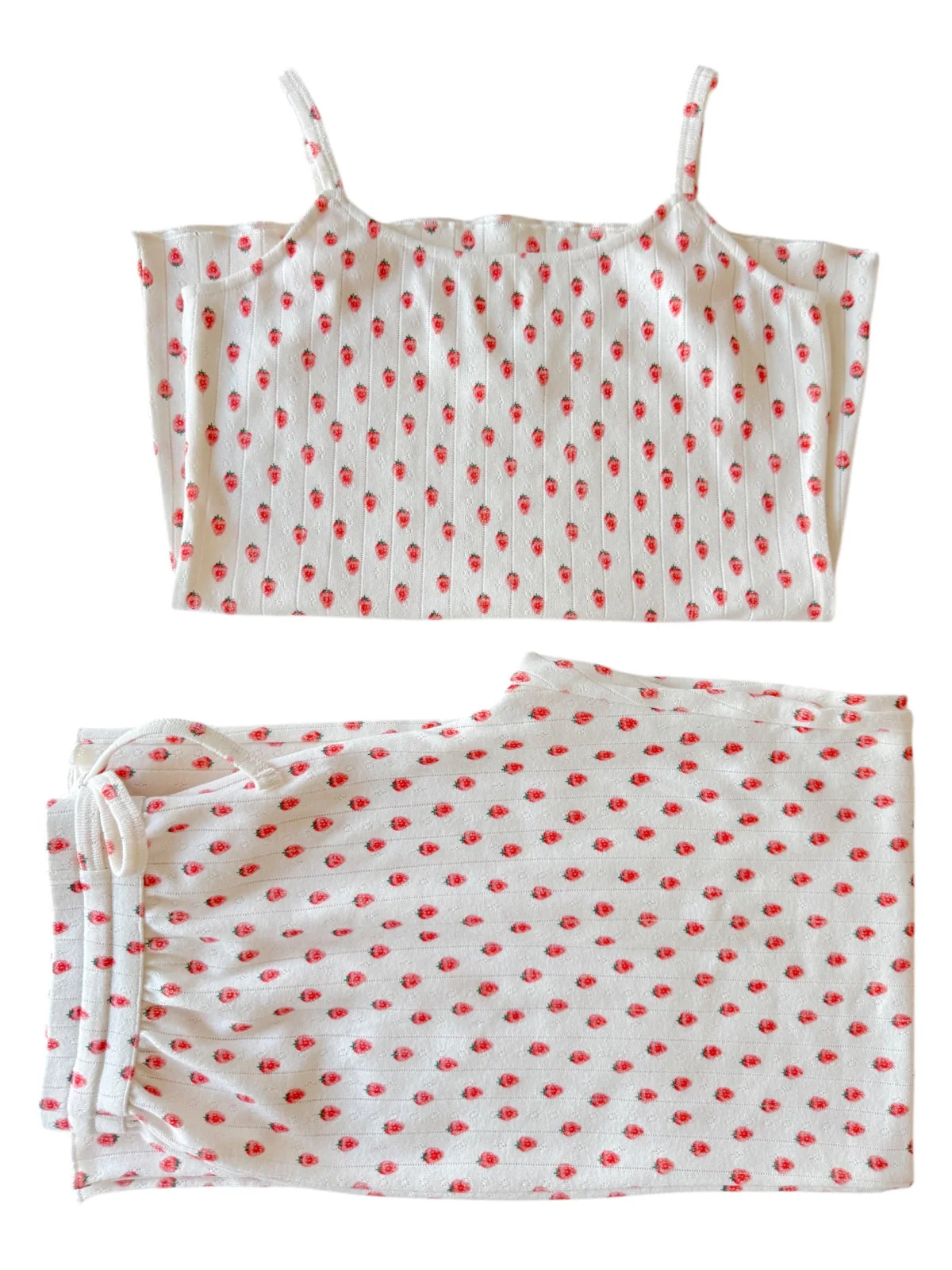 White Strawberry / Organic Pointelle Women's Cami Lounge Set - Image 2