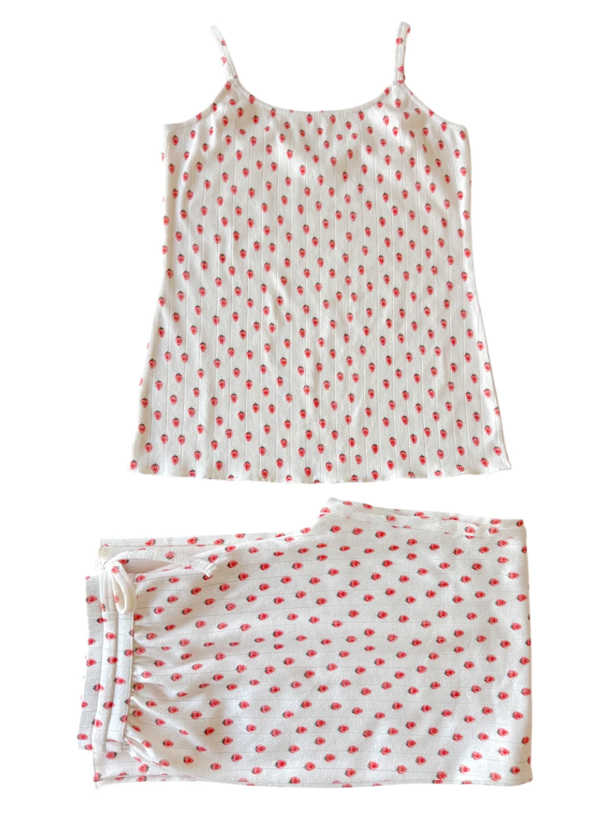 White Strawberry / Organic Pointelle Women's Cami Lounge Set - Image 3