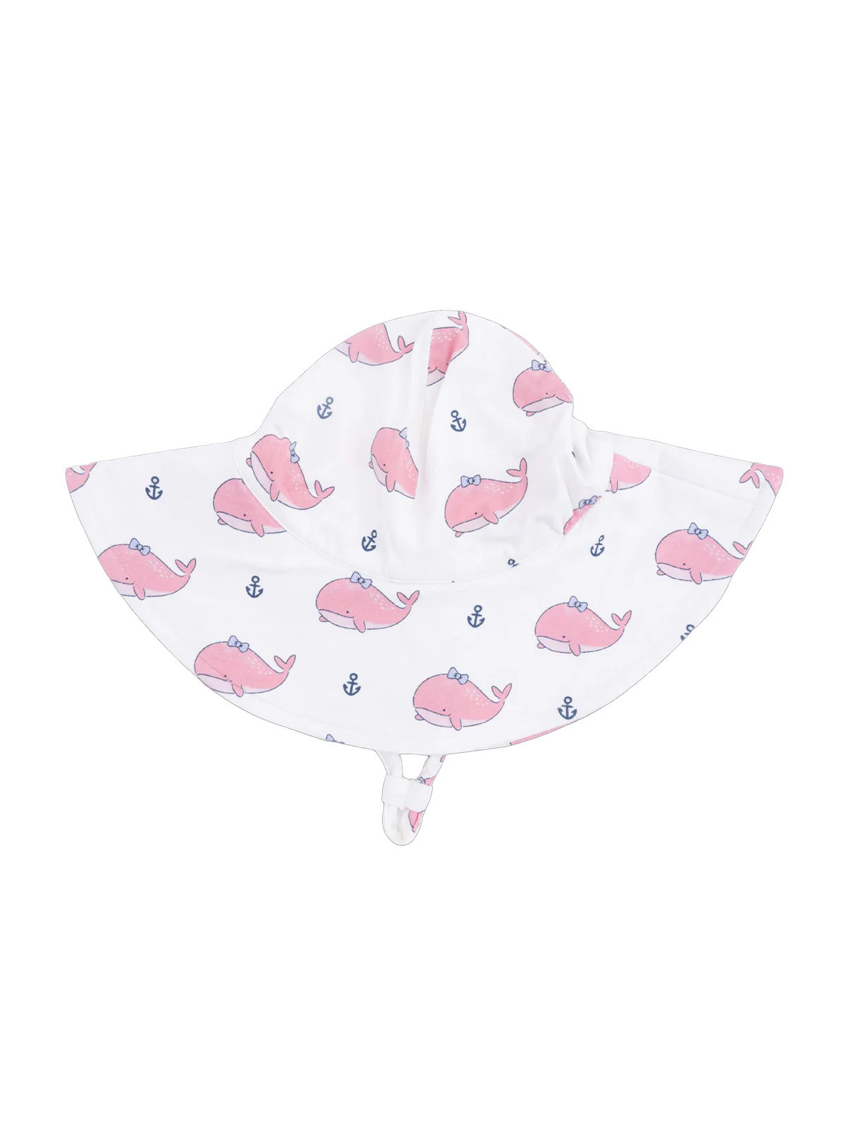 Wide Brim Sunhat, Bubbly Whale with Bow Pink