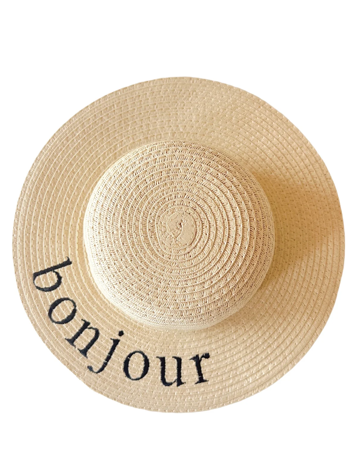 Wide Brim Woven Sunhat, Bonjour - Image 2