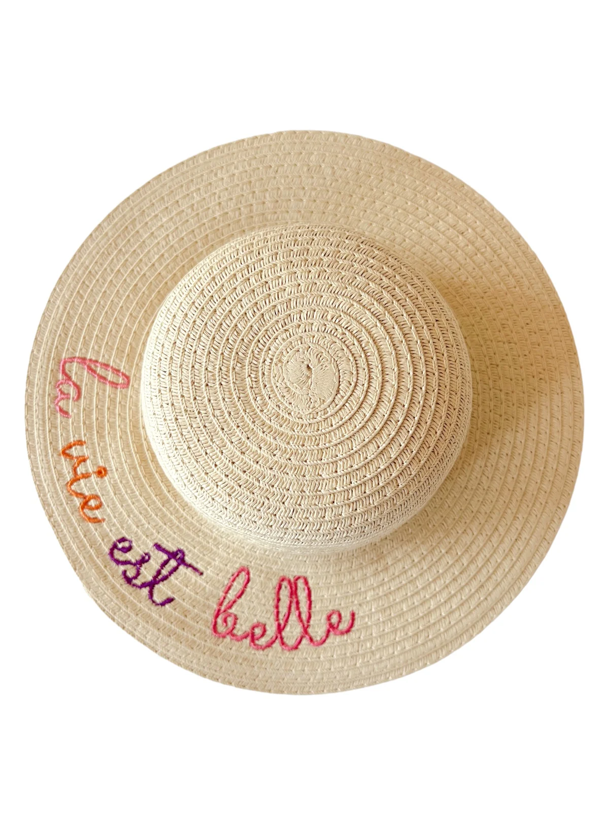 Wide Brim Woven Sunhat, La Vie est Belle - Image 2