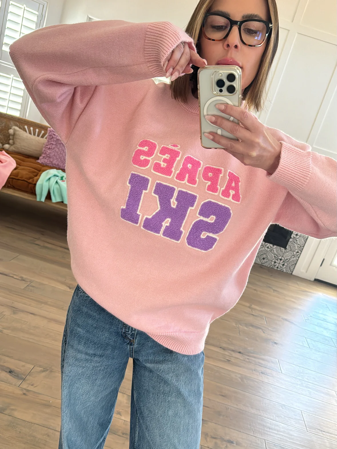Women's Knit Sweater, Après Ski Pink - Image 2