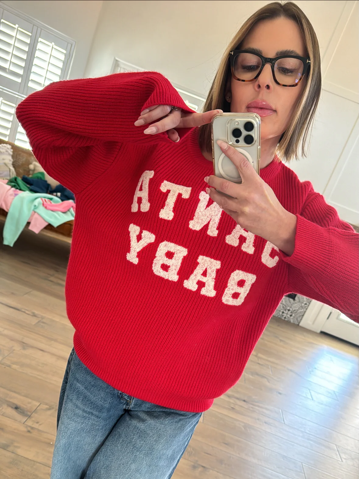Women's Knit Sweater, Santa Baby - Image 2