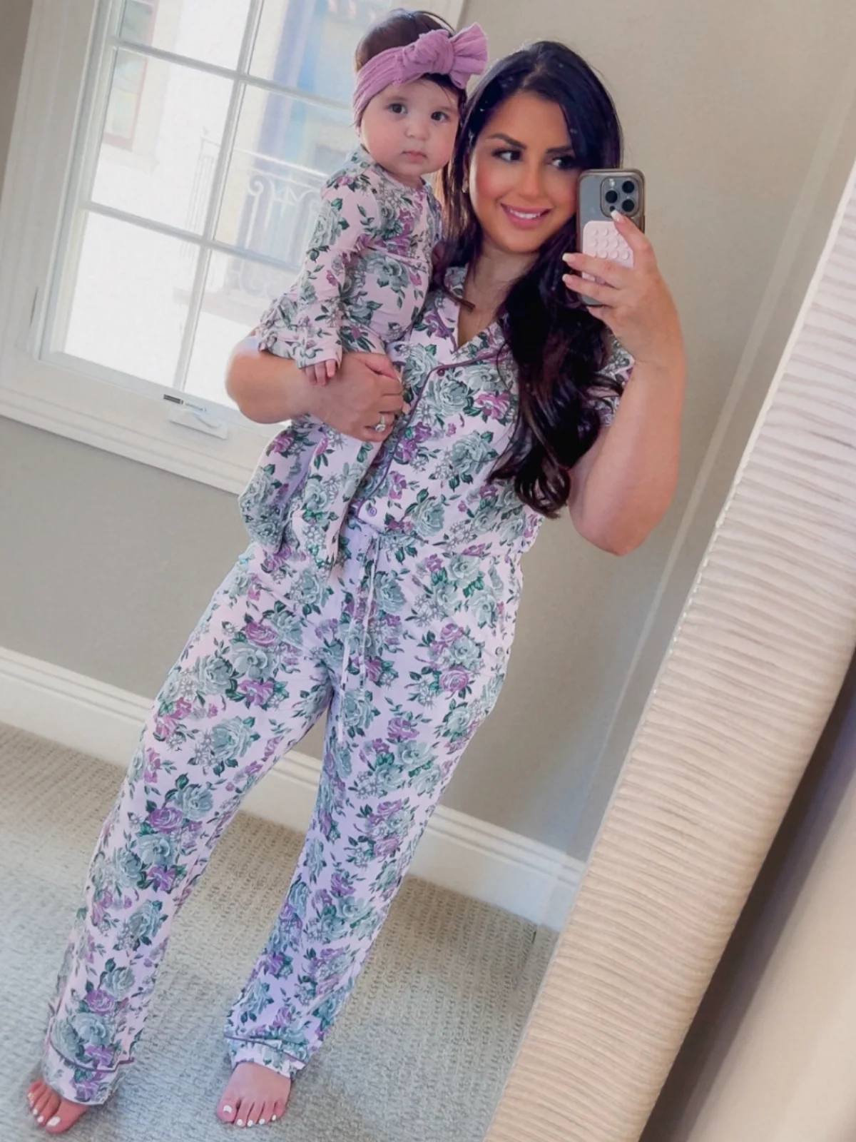 Women's Short Sleeve Lounge Set, Blissful Blossoms