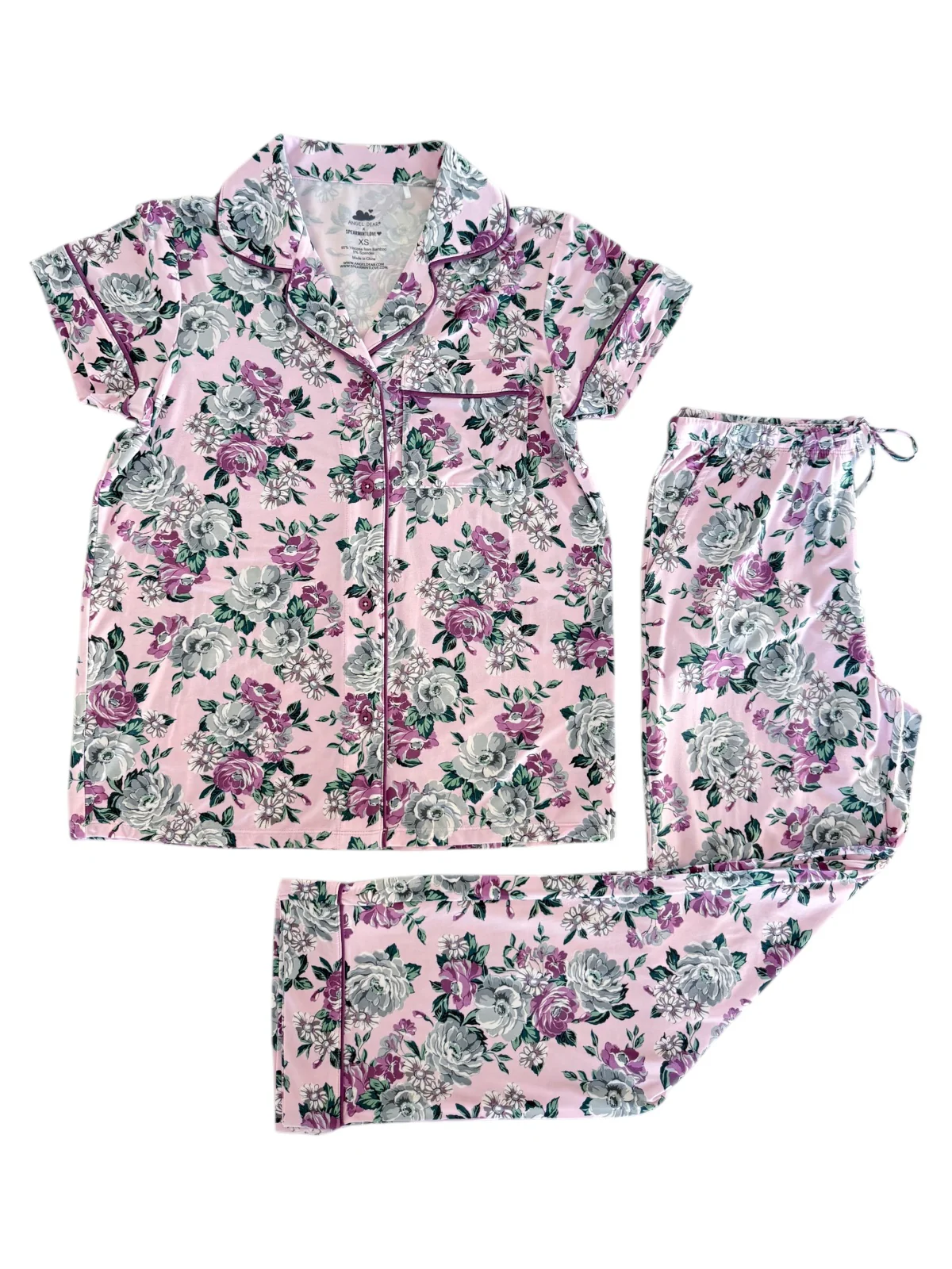 Women's Short Sleeve Lounge Set, Blissful Blossoms - Image 2