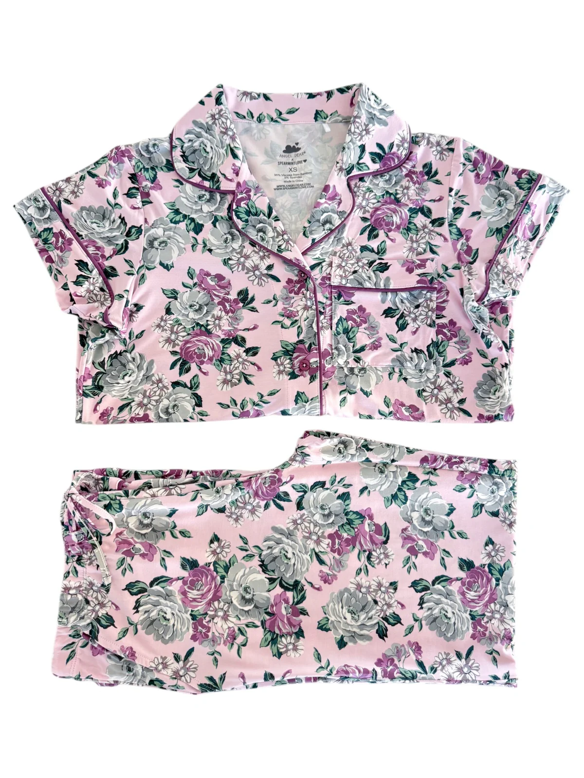 Women's Short Sleeve Lounge Set, Blissful Blossoms - Image 4